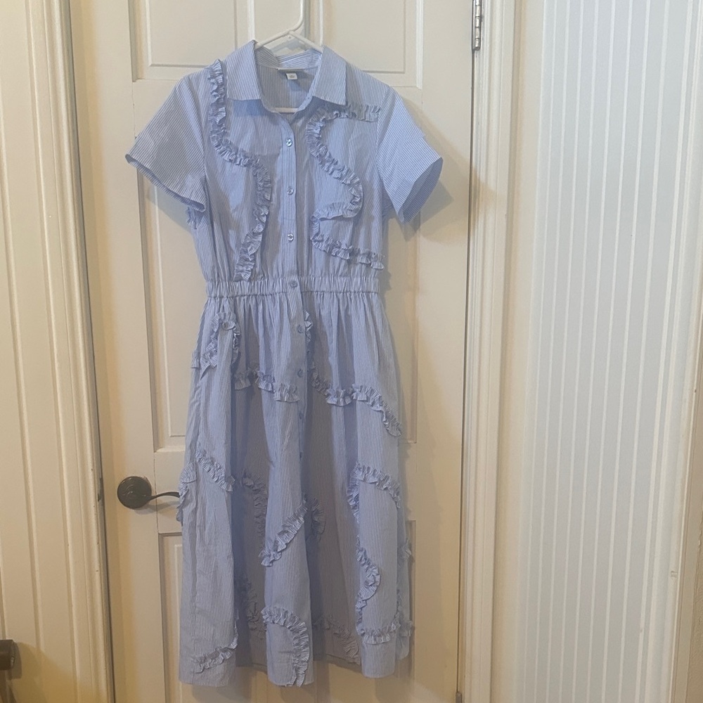 Kate Spade Light Blue Ruffle Midi Dress